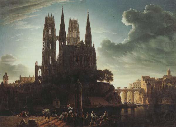 Gothic Cathedral by the Waterside (mk450, Karl friedrich schinkel